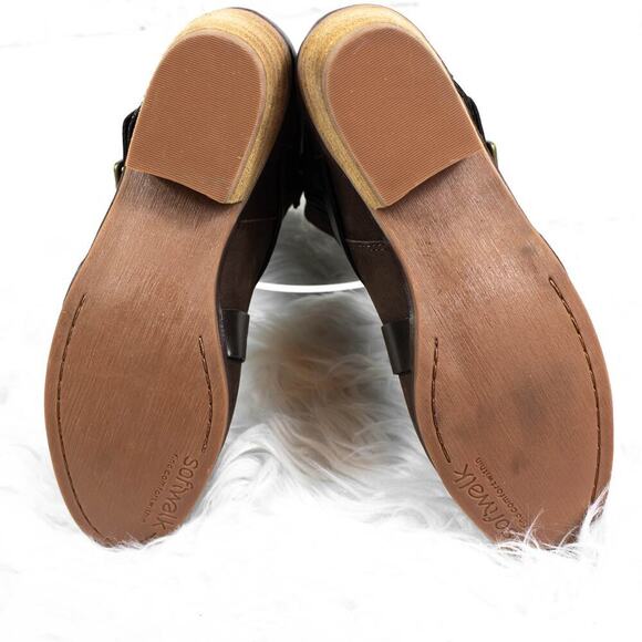 Softwalk Brown Suede Ankle Mid Calf Boots Size 9 Wide Faux Shearling Fur Buckle - Picture 6 of 11